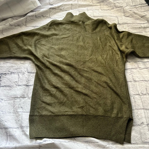 Olive Green Tunic Sweater Mock Neck Long Sleeve Casual Comfy Pullover - Picture 5 of 5
